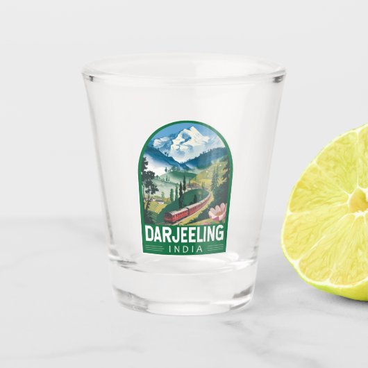 Verre A Shot Darjeeling Inde Travel Art Emblem (Devant)