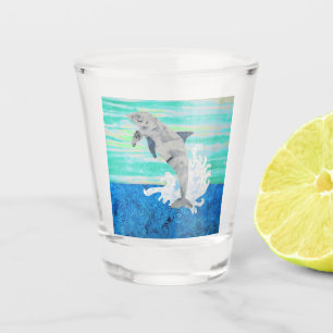 Verre A Shot Dauphin Jumping Océan Splashing Beach Lover