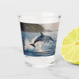 Verre A Shot Dauphin Solitaire Qui S'Éclatait Dans L'Océan,