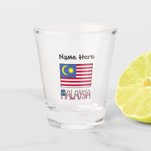 Verre à shot de Malaisie et du drapeau malaisien a