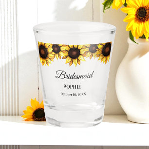 Verre A Shot Demoiselle d'honneur Jaune Tournesol de mariage