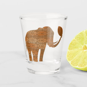 Verre A Shot Design d'art tribal des éléphants