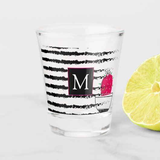 Verre A Shot Design motif rayé Cactus rose (Devant)
