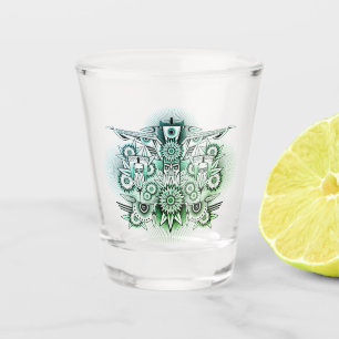 Verre A Shot Design tribal teinte verte