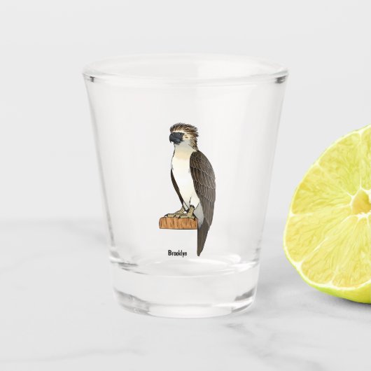 Verre A Shot dessin animé d'aigle des Philippines (Devant)