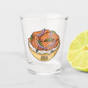 Verre A Shot dessin animé de bagel saumon