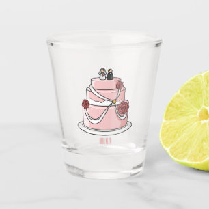 Verre A Shot dessin animé de gâteau mariage