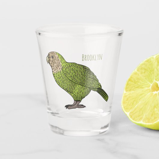 Verre A Shot dessin animé d'oiseaux de Kakapo (Devant)