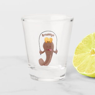 Verre A Shot Dessin animé drôle de poisson périophtalme sautant