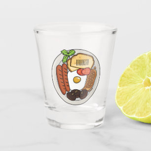 Verre A Shot dessin animé du petit-déjeuner anglais