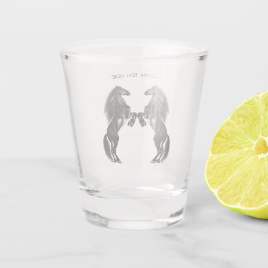 Verre A Shot Dessin de Chevaux sauvages noirs droits - Ajouter  (Dos)