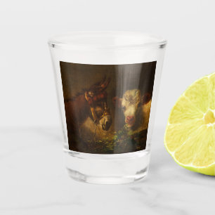 Verre A Shot Deux amis (âne et agneau) (animaux de ferme)