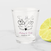Verre A Shot Deux Coeurs Un Amour Mariage Keepsaké (Devant)