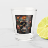 Verre A Shot Dia de los Muertos peint crâne calavera (Devant)