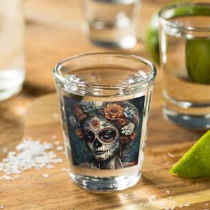 Verre A Shot Dia de los muertos visage peint
