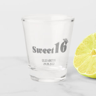 Verre A Shot Diadème paillettes argent chic Sweet 16