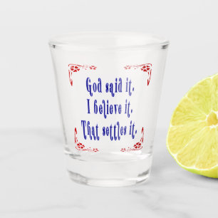 Verre A Shot Dieu l'a dit ! Quatre fleurs rouges