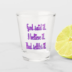 Verre A Shot Dieu l'a dit Violet avec des cœurs