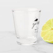 Verre A Shot Diplômé moderne blanc Script 4 Photos Graduation (Gauche)