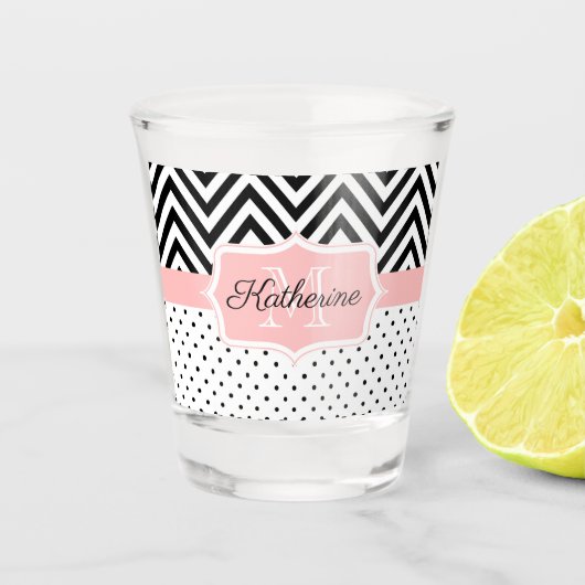 Verre A Shot Dots mignons et Chevron (Devant)