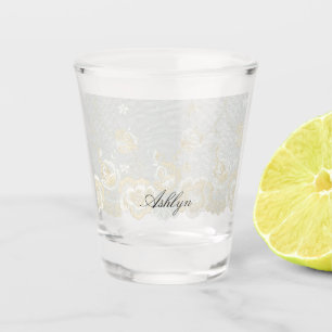 Verre A Shot Douche Mariage Fausse Dentelle Florale Romantique 