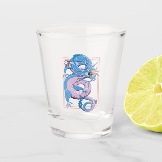 Verre A Shot Dragon bleu chinois (Devant)