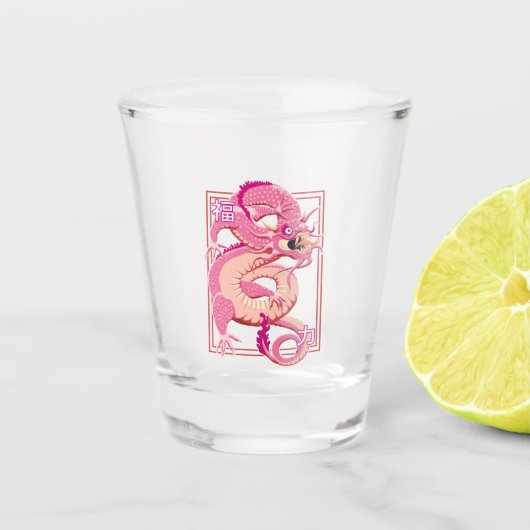 Verre A Shot Dragon chinois rose (Devant)