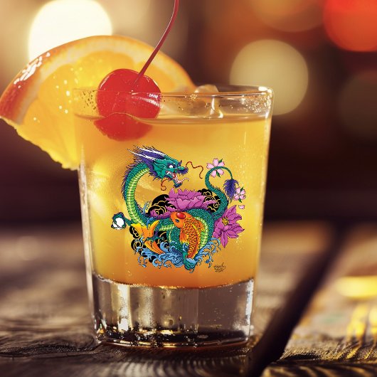 Verre A Shot Dragon d'eau chinois Poisson Koi