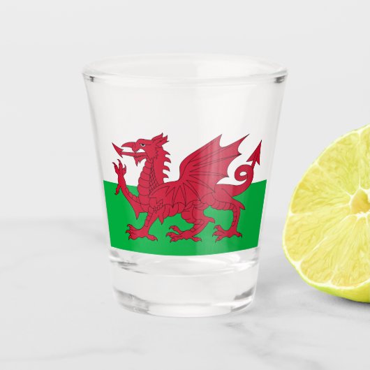 Verre A Shot Dragon gallois ~ Drapeau du Pays de Galles (Devant)