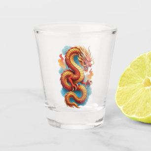 Verre A Shot Dragon Rouge Chinois Illustration Fougueuse-67561