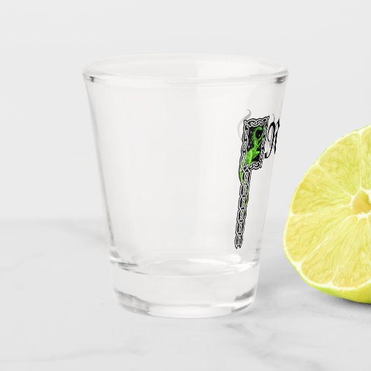 Verre A Shot Dragon Vert Avec Bordure Celtique Personnalisé (Gauche)