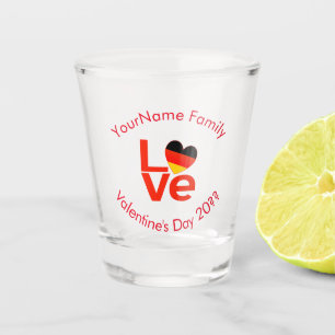 Verre A Shot Drapeau allemand lettres rouges LOVE Personnalisé