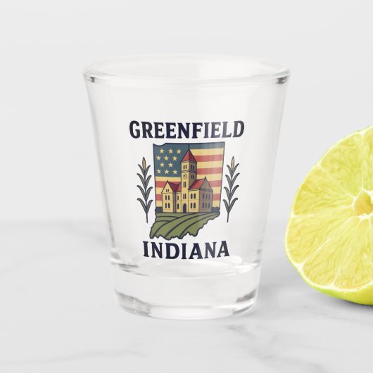 Verre A Shot Drapeau américain de Greenfield Indiana (Devant)