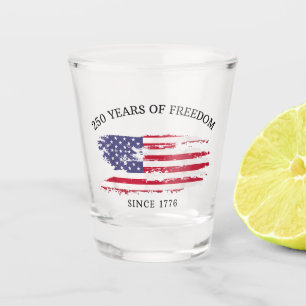 Verre A Shot Drapeau américain en détresse 250 ans de liberté