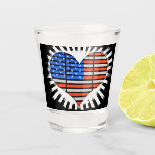 Verre A Shot Drapeau américain en forme de coeur patriotique