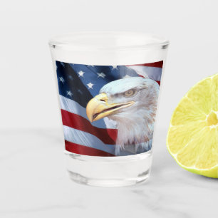 Verre A Shot Drapeau américain et Eagle chauve