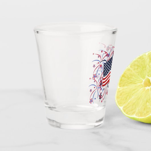 Verre A Shot Drapeau américain et feux d'artifice (Gauche)