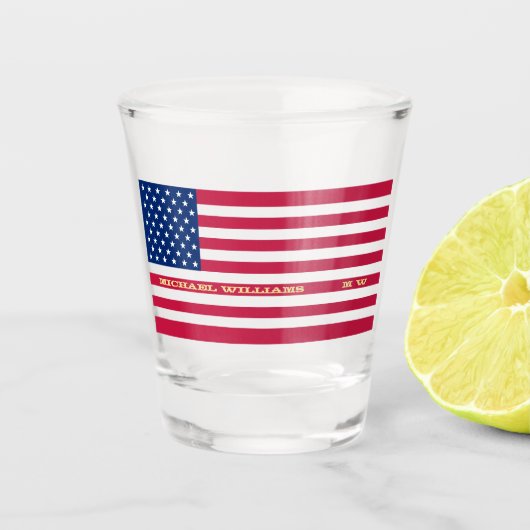 Verre A Shot Drapeau américain personnalisé Monogramme États-Un (Devant)