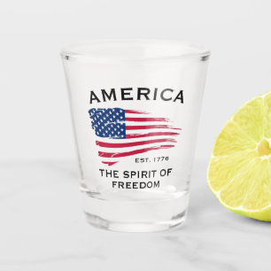 Verre A Shot Drapeau Américain Rouge Blanc Bleu Rayures Étoiles