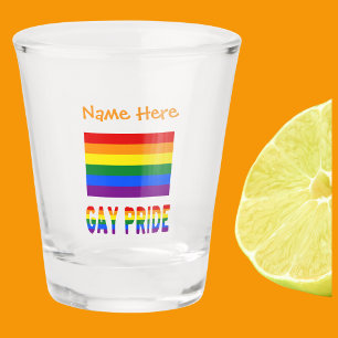 Verre A Shot Drapeau arc-en-ciel de la fierté gay orange person