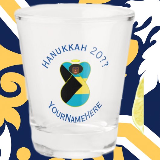 Verre A Shot Drapeau bahaméen Angel foncé Hanoukka personnalisé