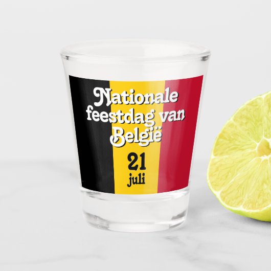 Verre A Shot Drapeau belge néerlandais Fête nationale van Belgi (Devant)