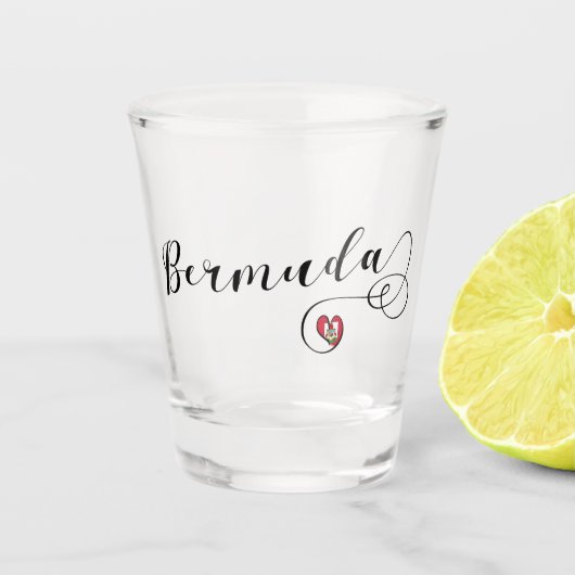 Verre A Shot Drapeau Bermudes Dans Un Coeur (Devant)