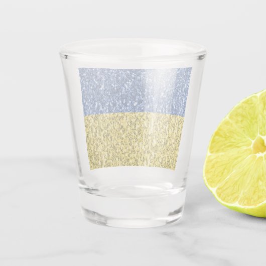 Verre A Shot Drapeau bleu jaune Ukraine parties scintillant fau (Dos)