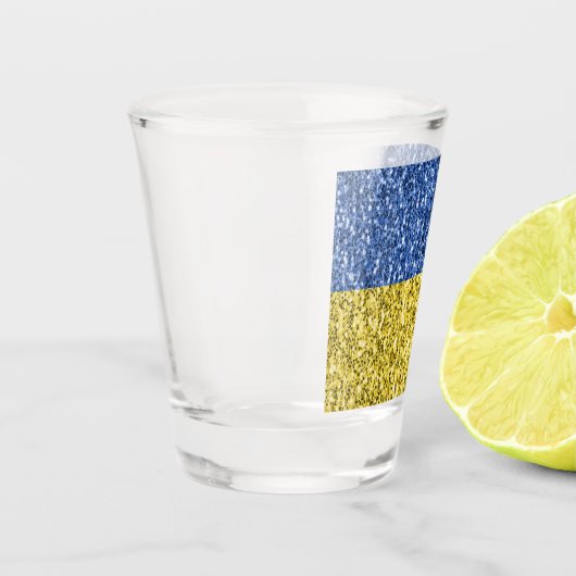 Verre A Shot Drapeau bleu jaune Ukraine parties scintillant fau (Gauche)