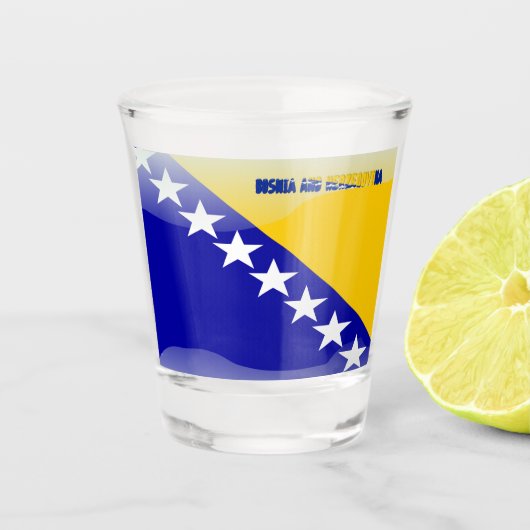 Verre A Shot Drapeau brillant bosnien (Devant)