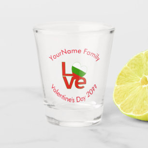 Verre A Shot Drapeau Bulgare Rouge LOVE Personnalisé