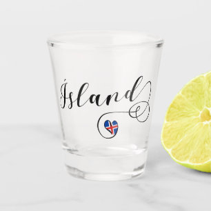 Verre A Shot Drapeau cardiaque Islande Ísland