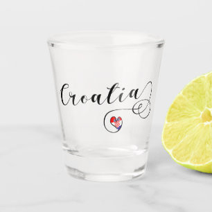 Verre A Shot Drapeau croate au coeur, Croatie