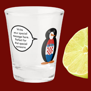 Verre A Shot Drapeau croate Ms Penguin parlante personnalisée